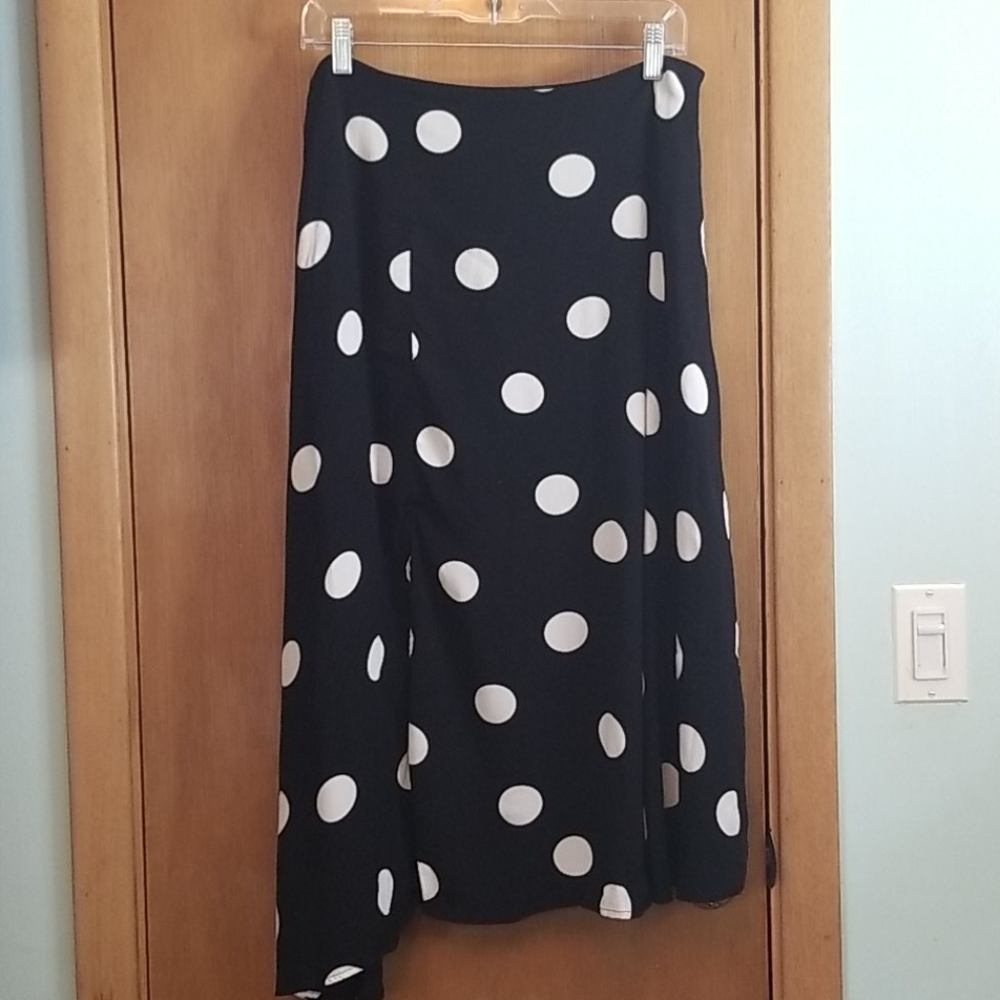 Free People Black Polka Dot Asymmetrical Skirt 10